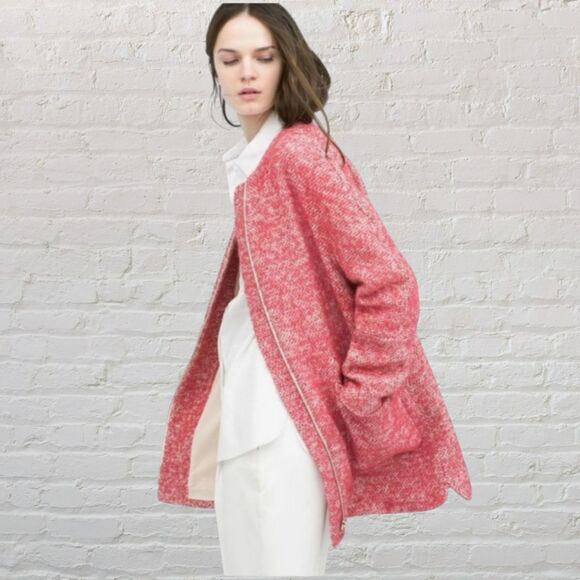 Zara  Pink Boucle Coat  Blogger Favorite  Size S - Picture 1 of 16